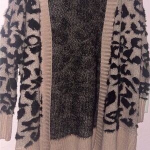 Cheetah Black and Tan Cardigan Sweater